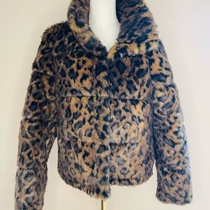 Abercrombie & Fitch Leopard Print Mini Puffer Jacket NWOT